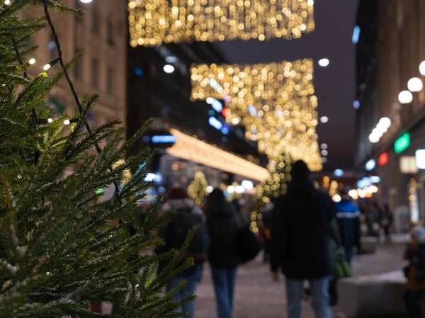 Helsínquia Finlândia 2022 Decorações Natal Iluminação Nas Ruas Centrais Helsínquia — Fotografia de Stock