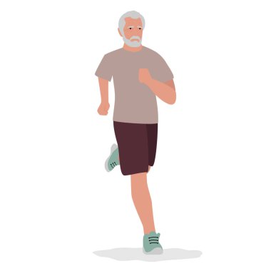 Elderly senior active people doing sport exercises, flat vector illustration. Workout classes for elderly people healthy body, flexibility and wellness. Elderly people healthy lifestyle.