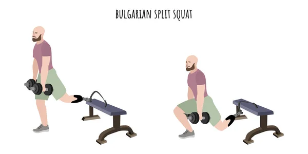 Άντρας Προσθετικό Πόδι Που Κάνει Βουλγαρική Άσκηση Ενιαία Προπόνηση Για — Διανυσματικό Αρχείο
