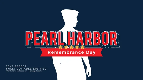 Pearl Harbor Remembrance Day Text Effect Font Type — Stock Vector