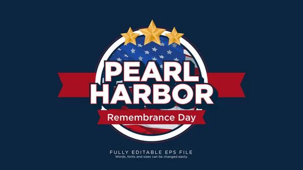 Pearl Harbor Remembrance Day Text Effect Betűtípus Type Circle Badge — Stock Vector