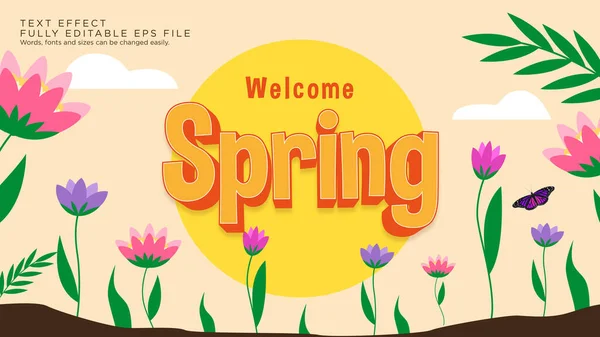Välkommen Spring Text Effect Font Typ — Stock vektor