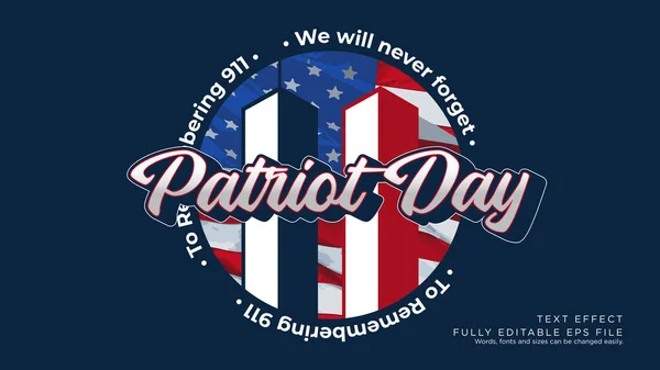American Patriot Day Text Effect Schriftstil — Stockvektor