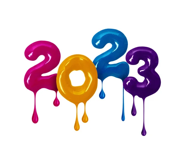 Date New Year 2023 Made Colored Numbers White Background — Stock Photo, Image
