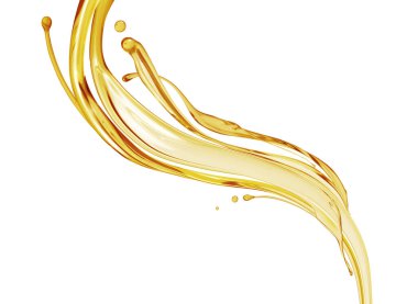 Splashes of oily liquid. Organic or motor oil on a white background