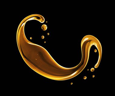 Splash of thick oily liquid isolated on a black background