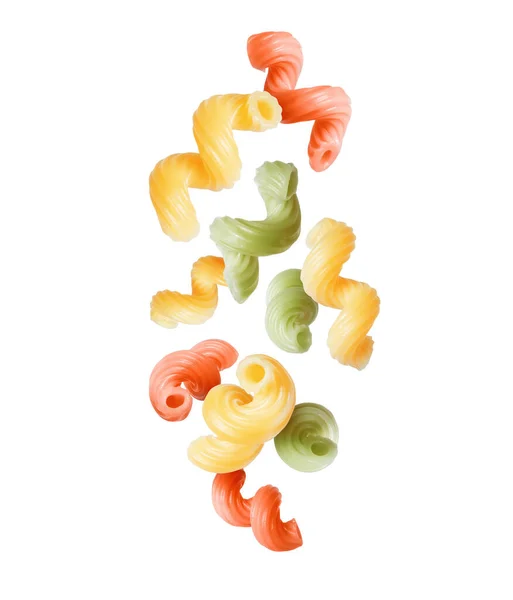 Gekleurde Macaroni Close Lucht Close Geïsoleerd Witte Achtergrond — Stockfoto