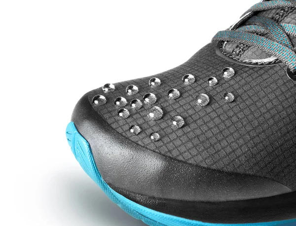 Raindrops Surface Sports Shoes White Background — Stock Photo, Image