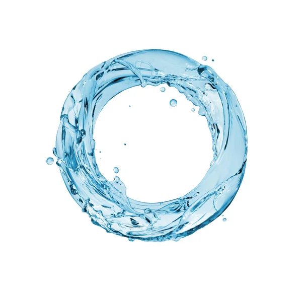 Círculo Feito Salpicos Água Isolados Fundo Branco — Fotografia de Stock