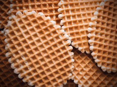 Yuvarlak waffle desenli arka plan. Belçika waffle duvar kağıdı