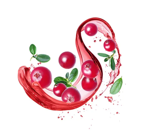 Cranberries Salpicos Suco Vermelho Isolado Fundo Branco Imagens De Bancos De Imagens