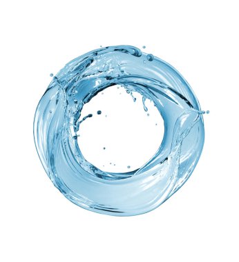 Beyaz arka planda izole edilmiş tatlı su sıçramalarından oluşan yuvarlak şekil.