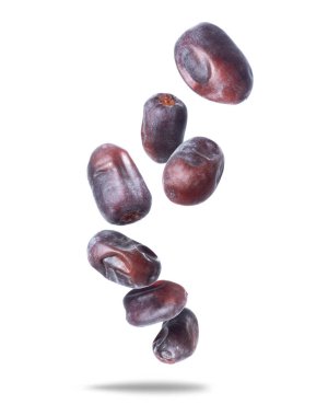 Arap büyük lezzetli tarihleri havada yakın plan beyaz zemin üzerinde