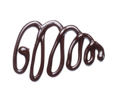 Beyaz arka planda izole edilmiş sıcak erimiş çikolatayla çizilmiş desen.