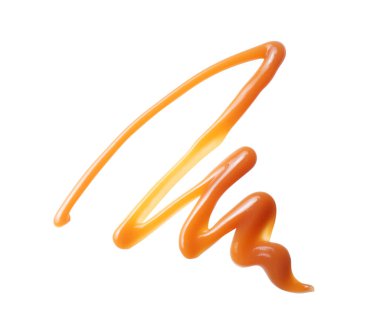 Erimiş karamel ile çizilmiş desen, beyaz arkaplanda izole edilmiş yakın plan.