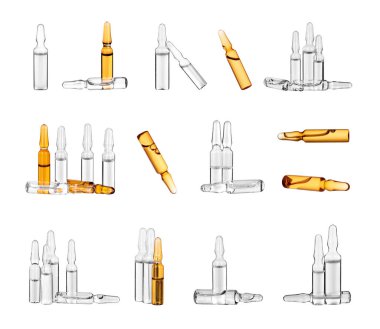 Çeşitli ampuller. Beyaz arkaplanda izole edilmiş ampul koleksiyonu