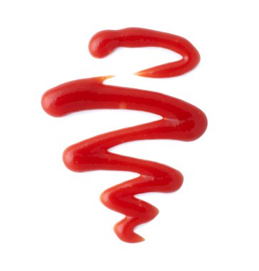 Eğri ketçap çizgisi beyaz arkaplanda izole edilmiş olarak kapat 