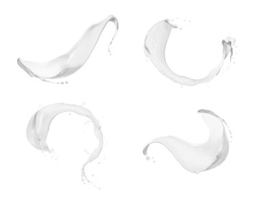 Beyaz arka planda izole edilmiş yaratıcı süt serpintileri