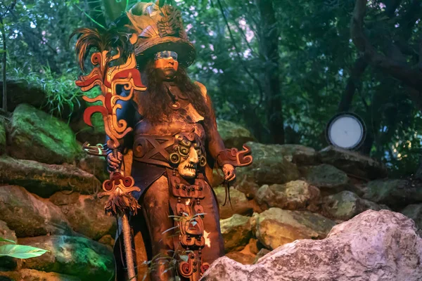 Xcaret Mexico January 2023 Sorcerer Mayan Warrior Xcaret Park Located — Foto de Stock