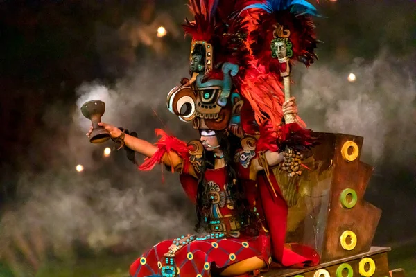 Xcaret Mexico January 2023 Queen Pre Hispanic Dance Xcaret Park — Foto de Stock