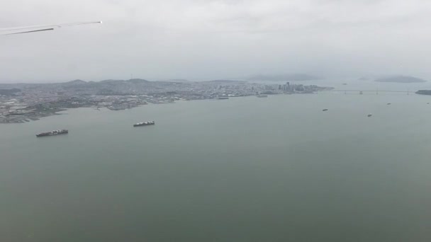 Lecąc Nad Łodziami Zatoce San Francisco Tego Miasta Stanie Kalifornia — Wideo stockowe