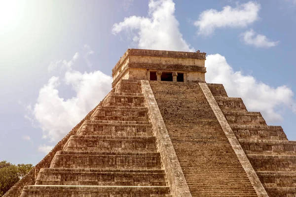 Niesamowita Piramida Kukulcan Chichen Itza Zatopiony Zamek Znany Również Jako — Zdjęcie stockowe