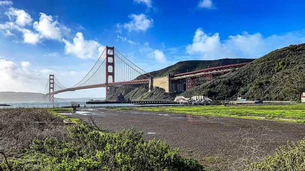 Puente Golden Gate Visto Desde Presidio Yacht Club Ciudad San — Foto de Stock