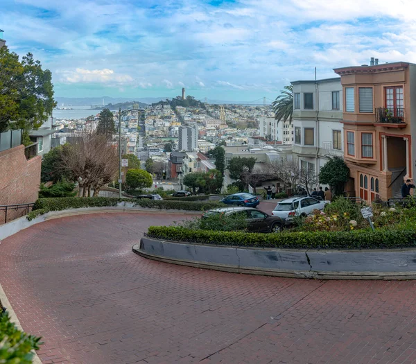 Beroemde Lombard Street San Francisco Californië Verenigde Staten Steile Straat — Stockfoto