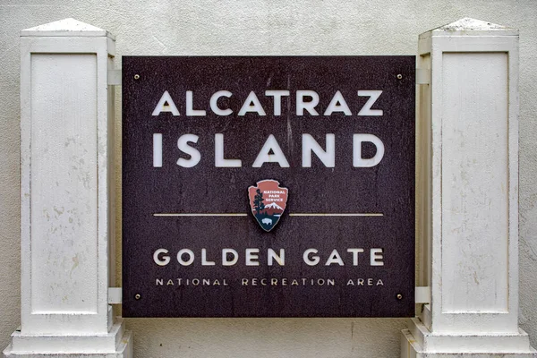 Señal Bienvenida Prisión Federal Isla Alcatraz Los Estados Unidos América — Foto de Stock