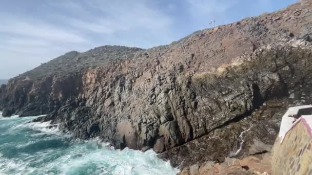 Bufadora Morski Gesiser Tęczą Meksykańskim Mieście Ensenada Bardzo Turystyczne Miejsce — Wideo stockowe
