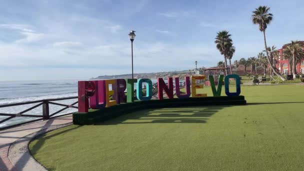 Puerto Nuevo Ist Eine Mexikanische Stadt Fenster Des Pazifischen Ozeans — Stockvideo