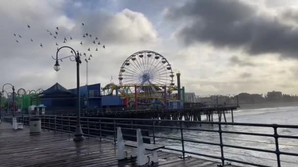Procházka Molu Santa Monica Státě Kalifornie Spojených Státech Amerických Velmi — Stock video