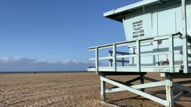 Cabaña Salvavidas Cerrada Famosa Playa Santa Mónica California Los Estados — Vídeos de Stock