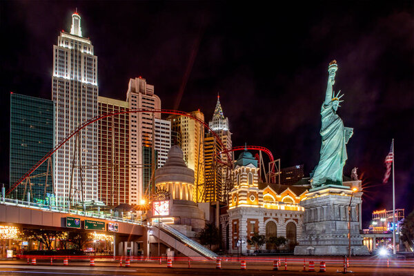 Las Vegas, USA; January 18, 2023: The New York-New York Hotel & Casino, located on Las Vegas Boulevard, is one of the finest casinos in Sin City, featuring the Statue of Liberty.