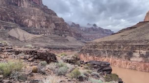 Den Vestlige Porten Til Grand Canyon Colorado Høyden Vannet Elven – stockvideo