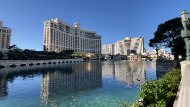 Las Vegas Usa Oktober 2023 Det Berömda Bellagio Casino Hotellet — Stockvideo