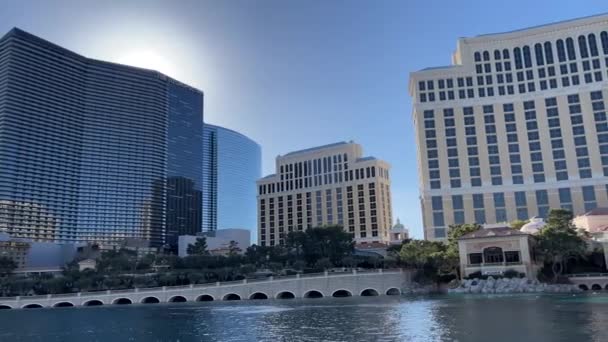 Las Vegas Usa October 2023 Panoramic View Famous Spectacular Bellagio — Stock Video