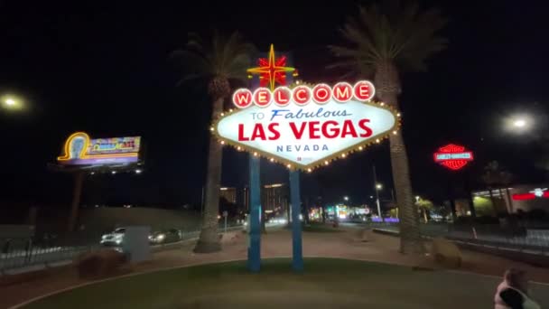 Las Vegas Estados Unidos Noviembre 2023 Fabuloso Letrero Bienvenida Las — Vídeo de stock