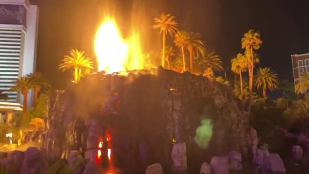Wybuch Wspaniałego Wulkanu Kasynie Hotelu Mirage Las Vegas Stanach Zjednoczonych — Wideo stockowe