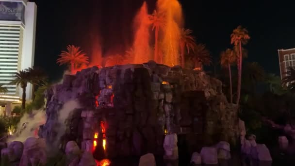 Eruzione Del Magnifico Vulcano Mirage Casino Hotel Las Vegas Negli — Video Stock