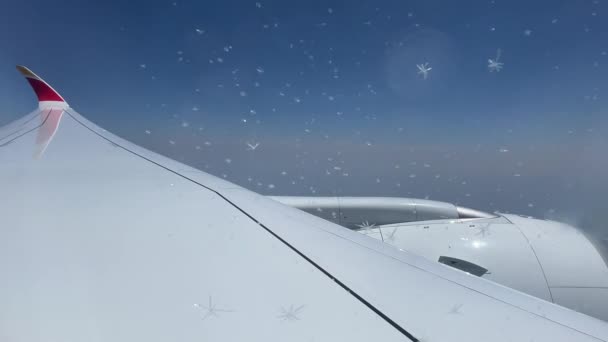 Мадрид Іспанія Грудня 2023 Вид Замерзлого Вікна Літака A350 900 — стокове відео
