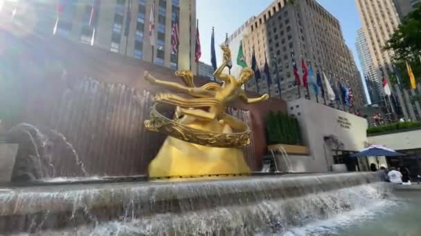 2023年12月10日 美国纽约 洛克菲勒中心的壁画 位于曼哈顿市中心的纽约 是美式城市纽约的摩天大楼之一 — 图库视频影像