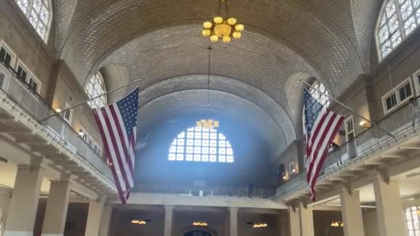 Het Ellis Island Immigration Museum Het Douane Eiland Van Aankomst — Stockvideo