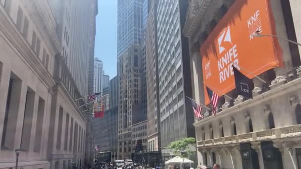 Нью Йорк Сша Декабря 2023 Года Знаменитая Американская Фондовая Биржа — стоковое видео