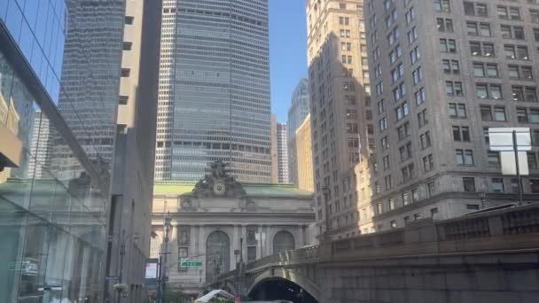 Фасад Grand Central Terminal Нью Йорке Сша Самая Известная Станция — стоковое видео