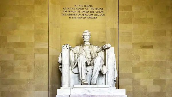 Estatua Abraham Lincoln Sentado Una Silla National Mall Memorial Washington — Foto de Stock