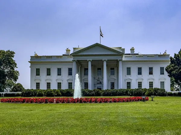 The White House, the residence and workplace of the President of the United States, located in Washington DC, which is the American capital.