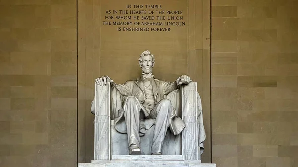 Monumento Estatua Abraham Lincoln Sentado Una Silla National Mall Memorial — Foto de Stock