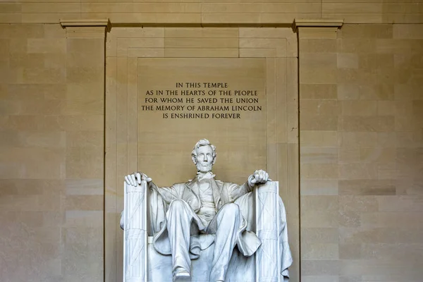 Presidente Estadounidense Abraham Lincoln Templo Monumento National Mall Washington Los — Foto de Stock