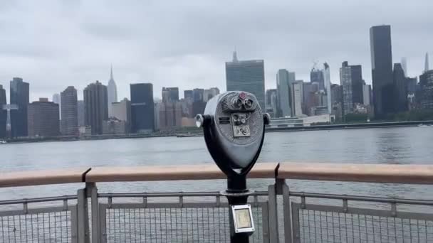 Procházka Podél Mola Diváka Pozorovatel Long Island Ostrov Který Rozprostírá — Stock video